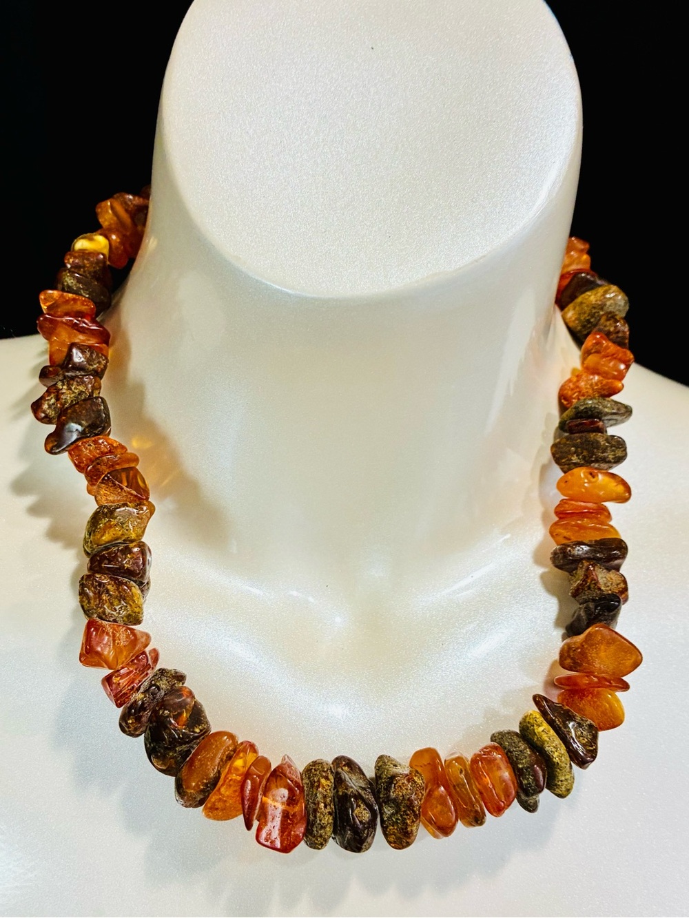 Baltic Amber Chip Necklace in Warm Orange & Brown Chunky VTG EUC